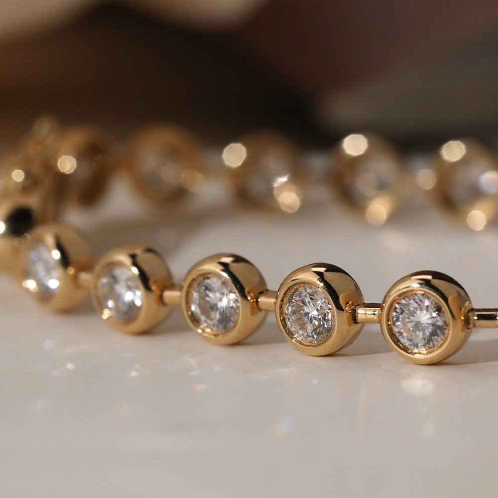 5.0ct pulsera de diamantes de burbujas de oro de 18k de diamantes redondos blancos