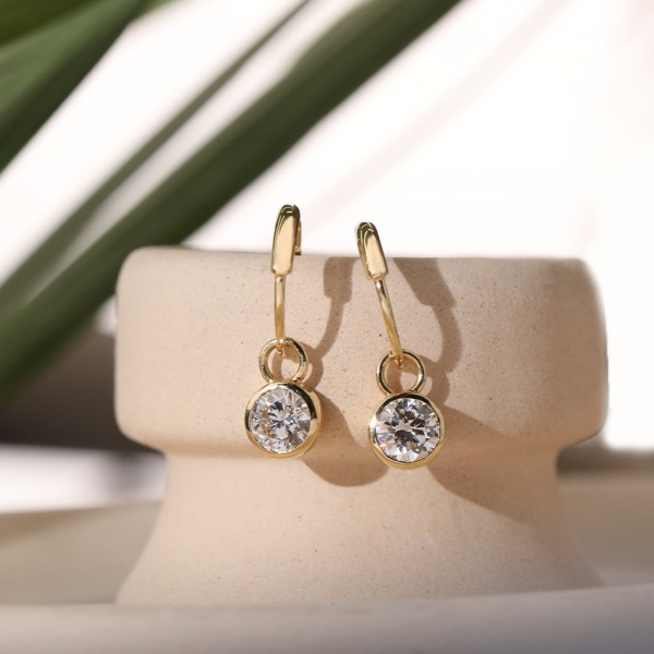 0.55ct diamantes redondos blancos 18k diseño de burbujas de oro pendientes de diamantes