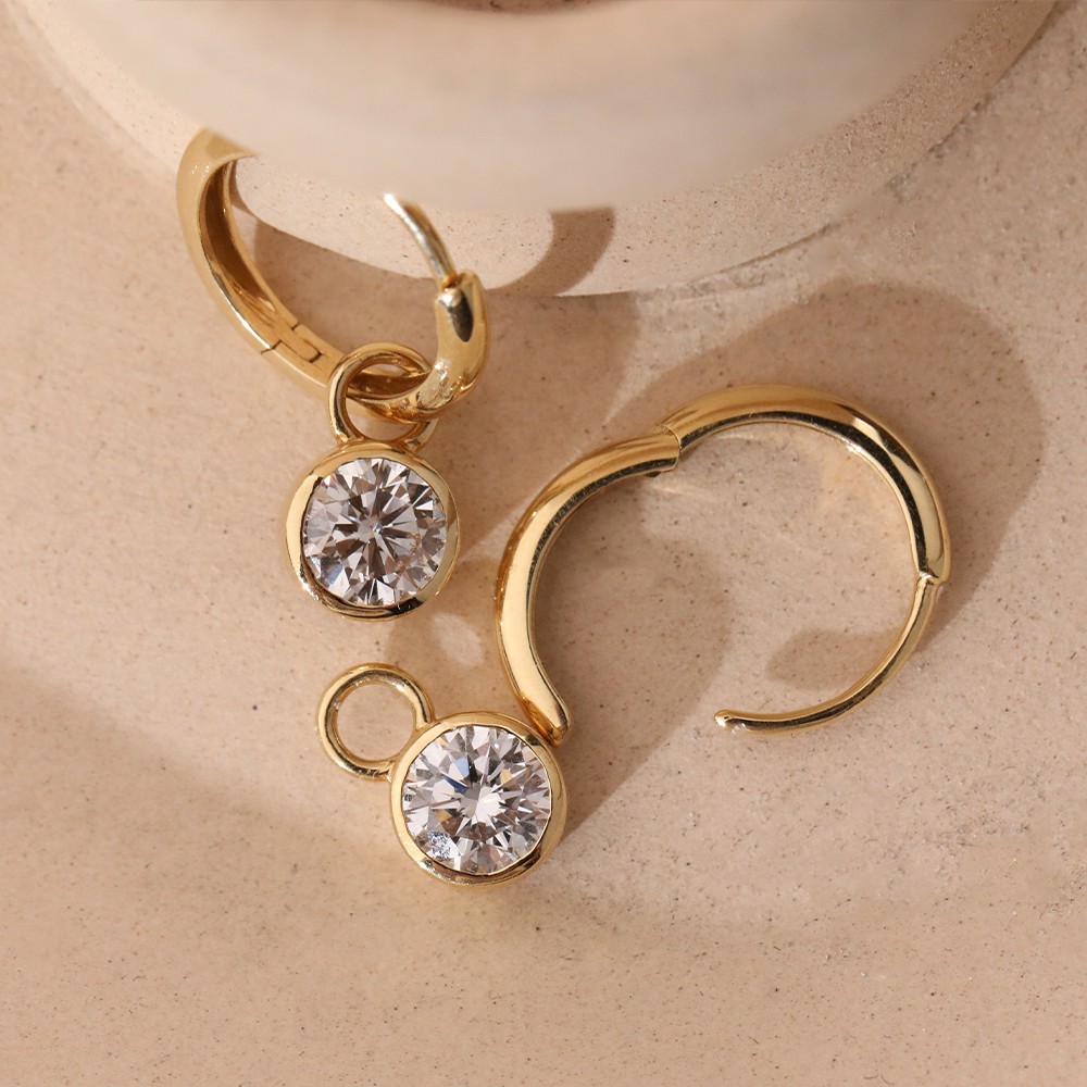 0.55ct diamantes redondos blancos 18k diseño de burbujas de oro pendientes de diamantes
