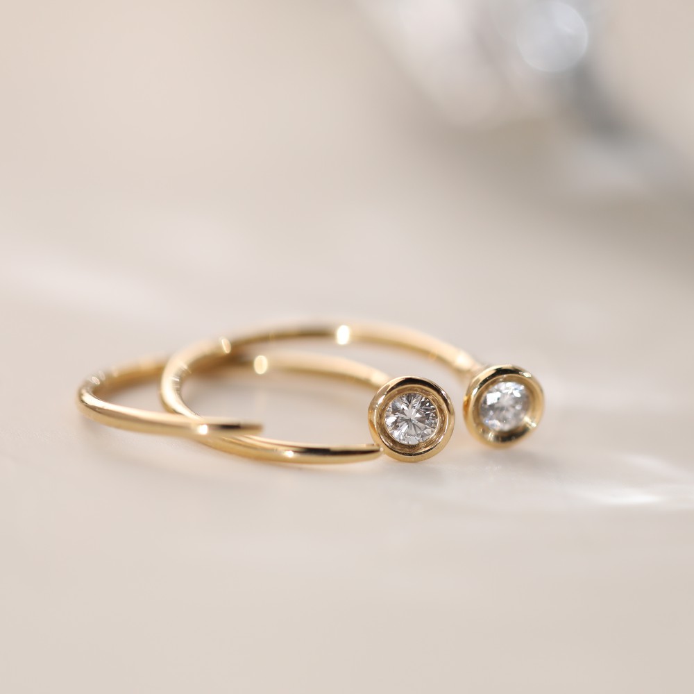0.05ct diamantes redondos blancos 18k diseño de burbujas de oro pendientes de diamantes