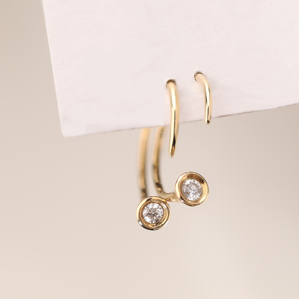 0.05ct diamantes redondos blancos 18k diseño de burbujas de oro pendientes de diamantes