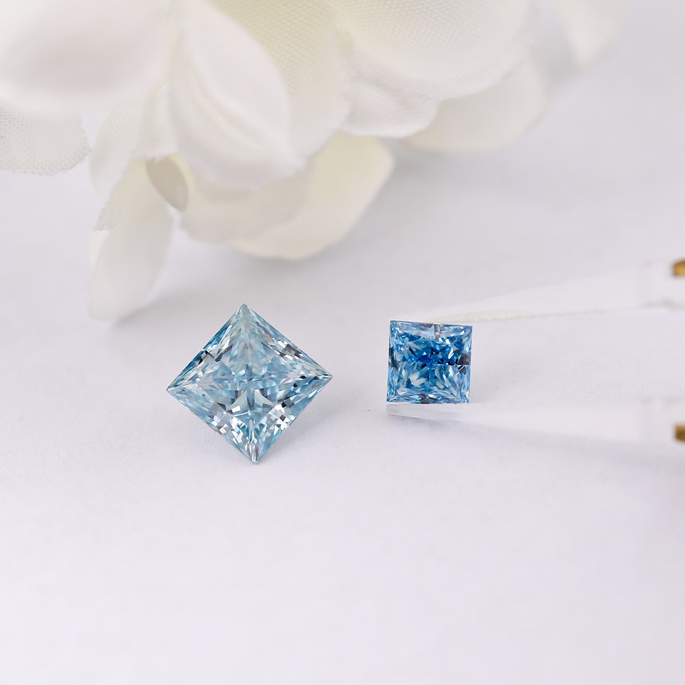 Amplia gama de parámetros Gran inventario Diamantes sueltos Talla princesa Diamantes azules CVD