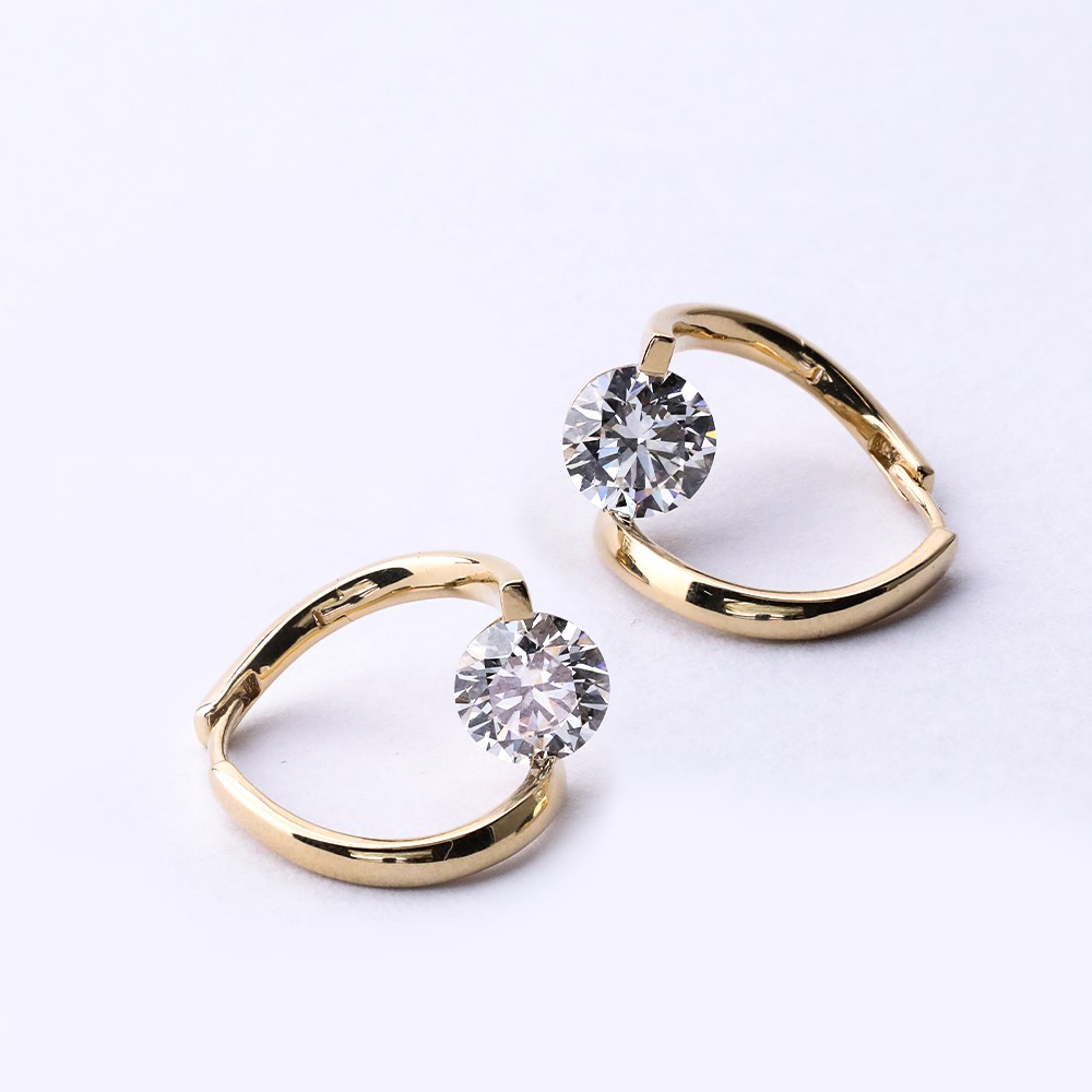 1.0ct blanco redondo diamante 18K oro diseñador diamante pendientes