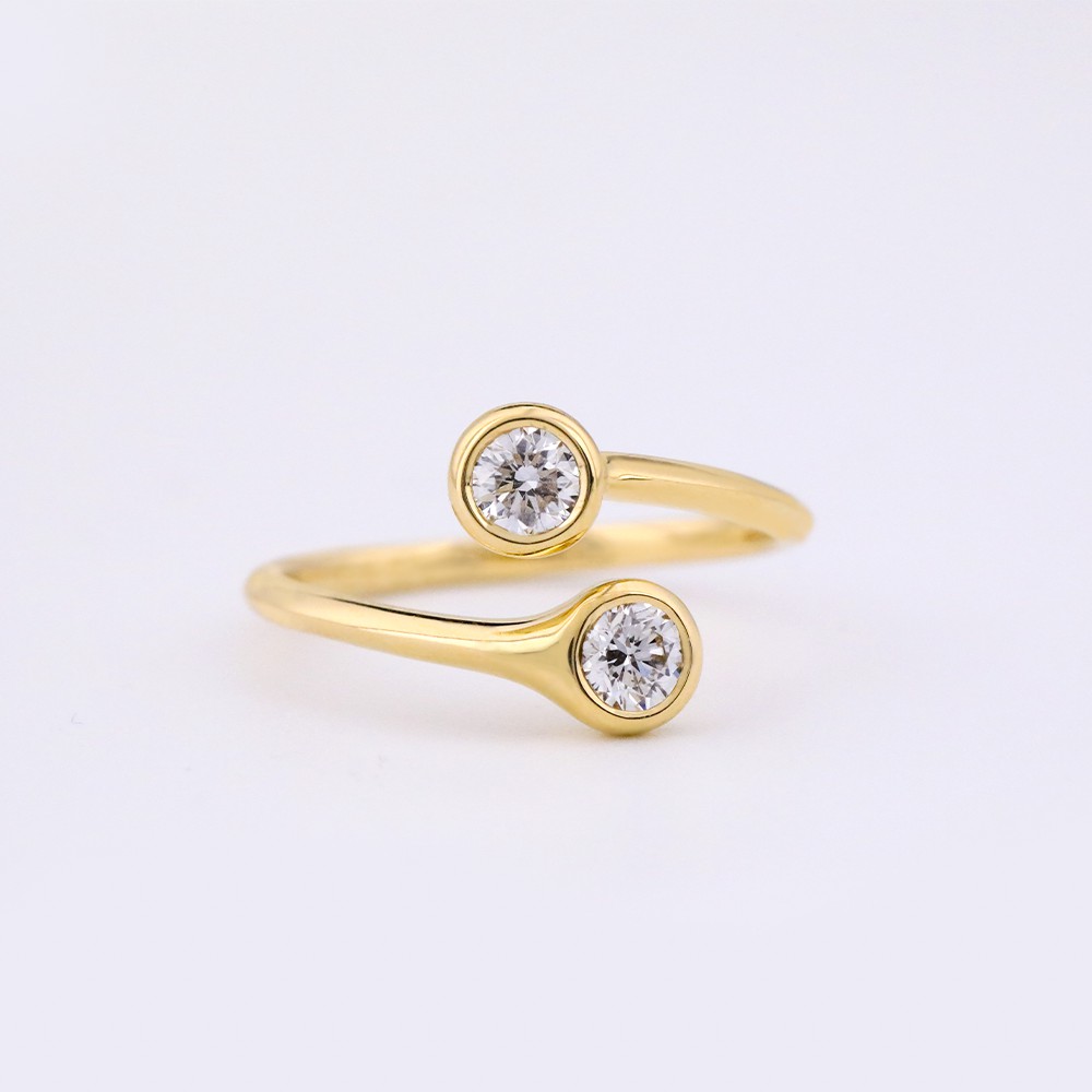 0,42 quilates de diamantes redondos blancos principales de 18 K de oro anillo de diamante de burbuja redonda única