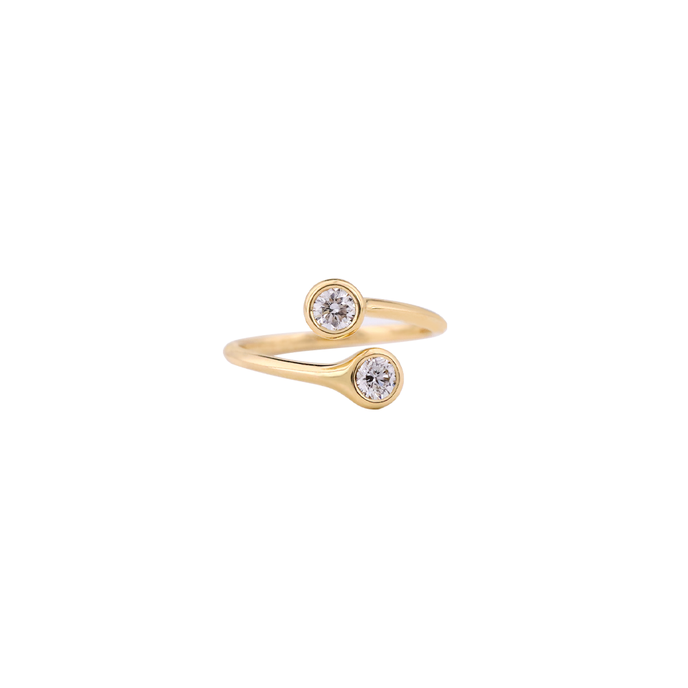 0,42 quilates de diamantes redondos blancos principales de 18 K de oro anillo de diamante de burbuja redonda única