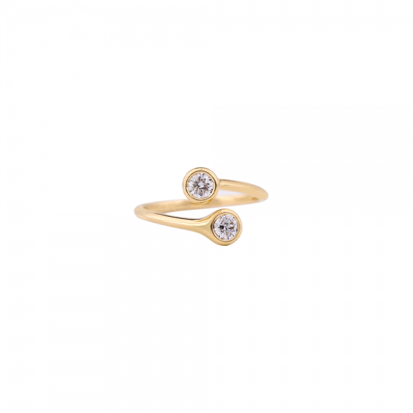 0,42 quilates de diamantes redondos blancos principales de 18 K de oro anillo de diamante de burbuja redonda única