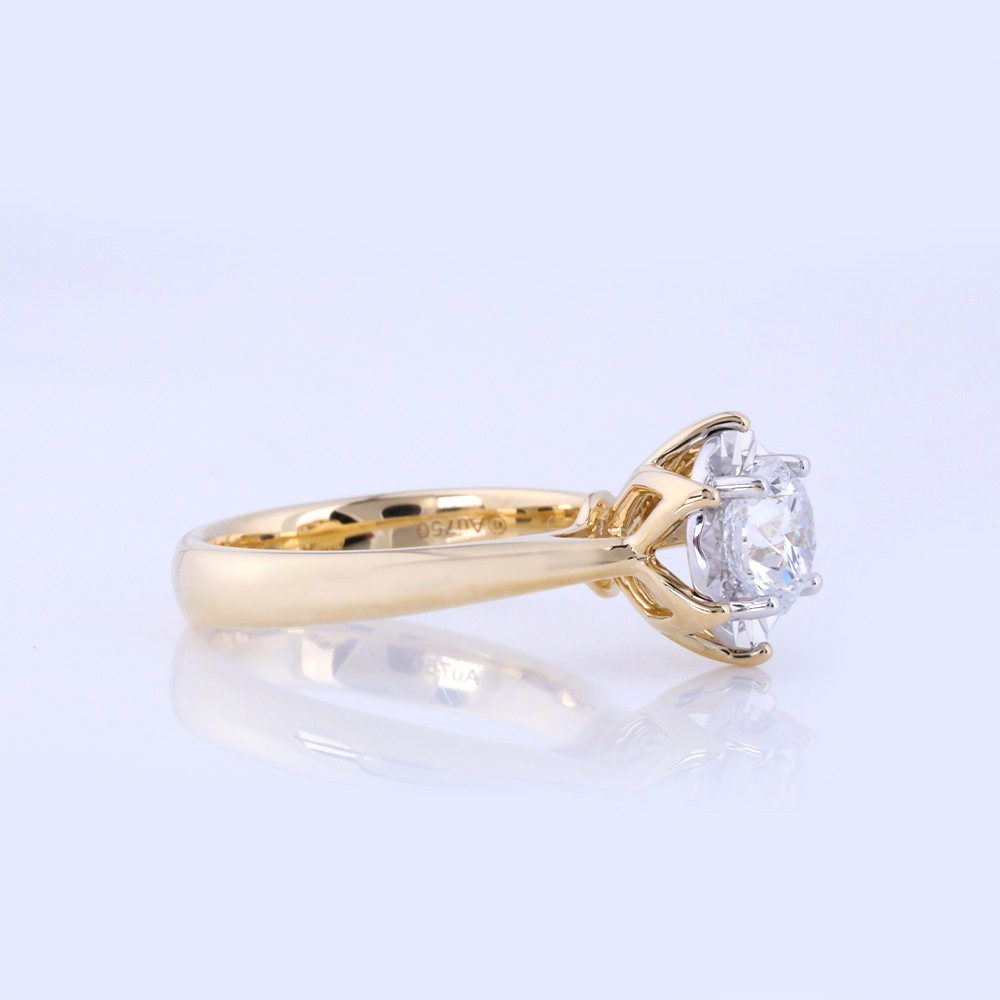 1.0ct anillo de diamantes de ramo de oro de 18 K de diamante principal redondo blanco