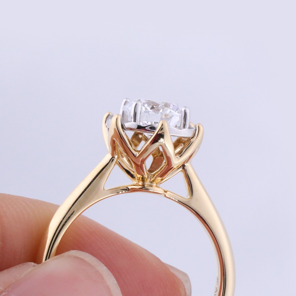 1.0ct anillo de diamantes de ramo de oro de 18 K de diamante principal redondo blanco