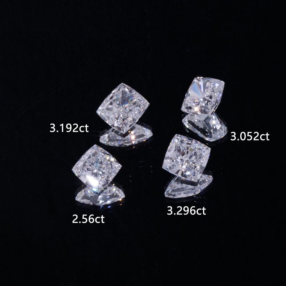 Más existencias de diamantes sueltos a granel con cojín en ángulo recto y diamantes sueltos blancos CVD