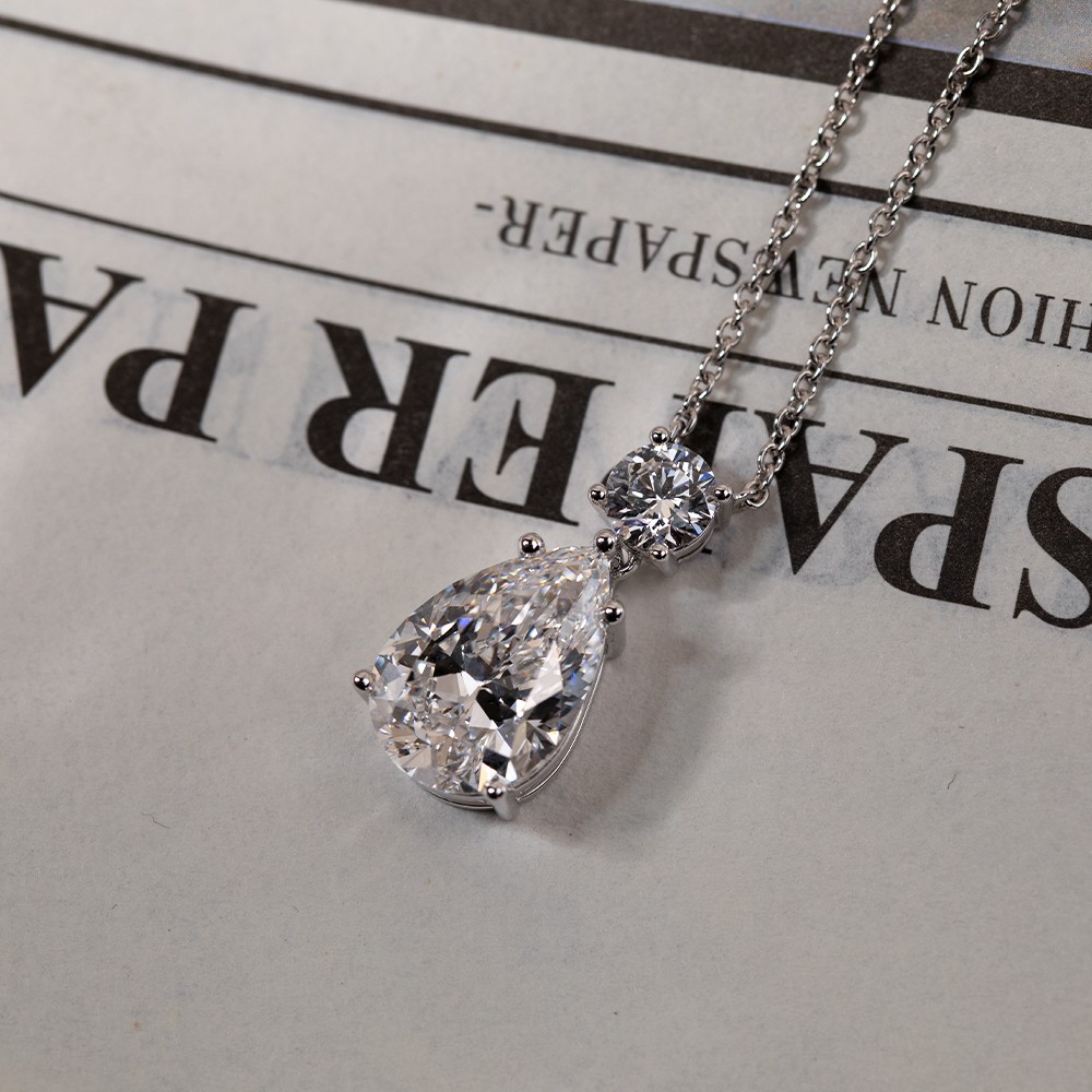 6.83ct collar de oro de 18k de doble piedra de diamante principal en forma de pera