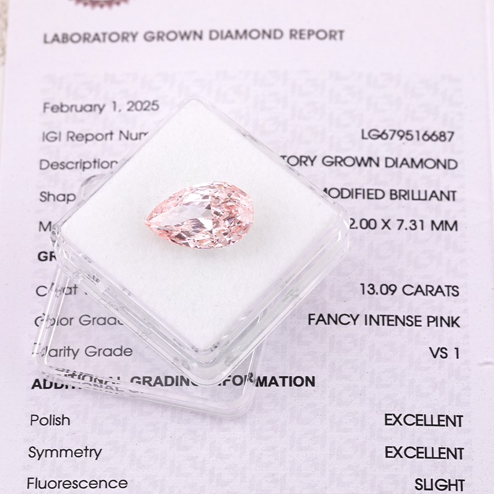 13.09ct diamantes a granel certificados IGI en forma de pera rosa de gran quilates