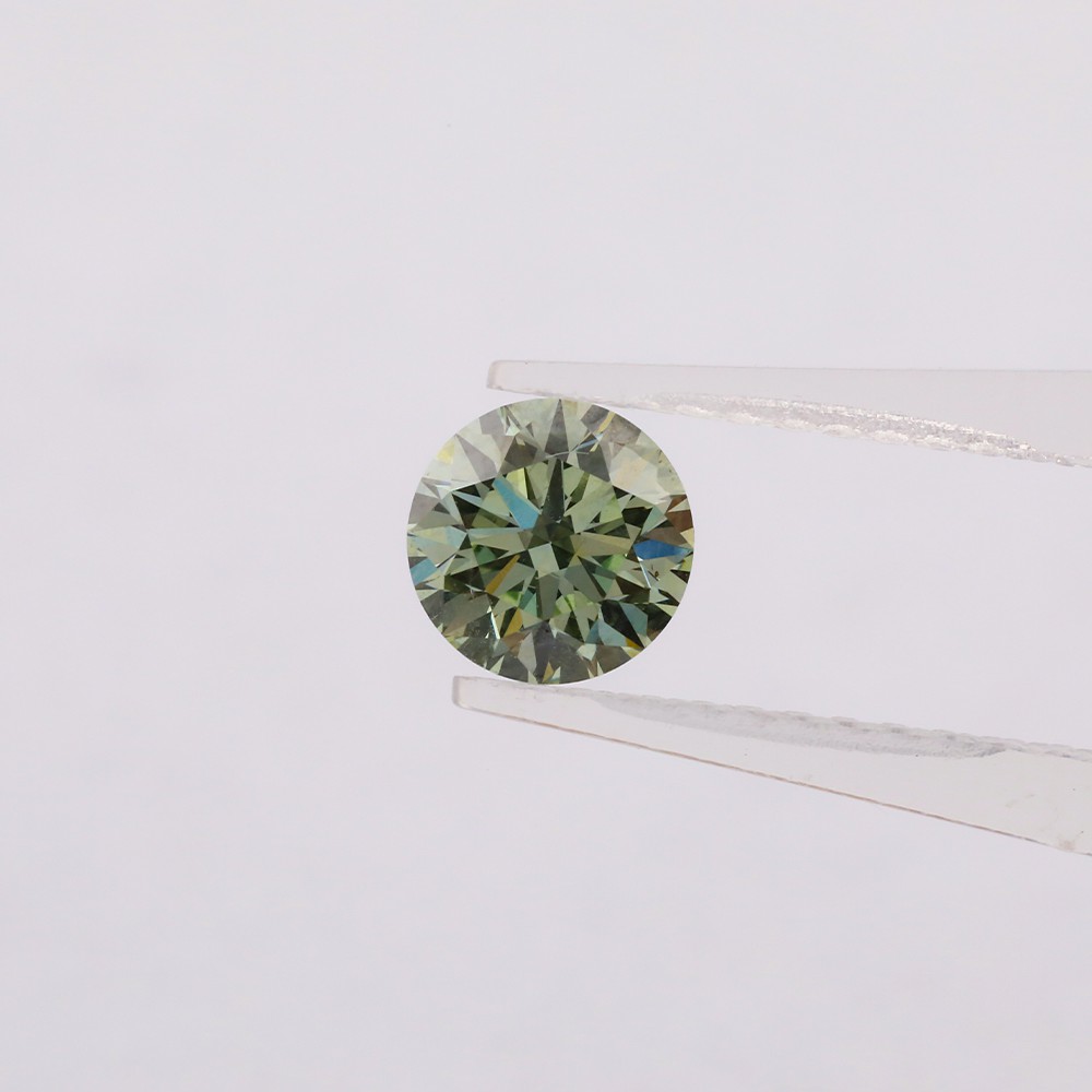 Diamante redondo verde CVD de 1,06 ct cultivado en laboratorio