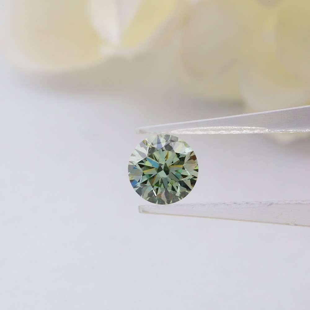 Diamante redondo verde CVD de 1,06 ct cultivado en laboratorio