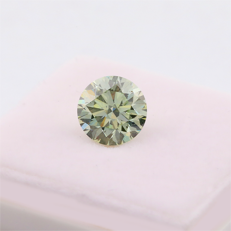 Diamante redondo verde CVD de 1,06 ct cultivado en laboratorio