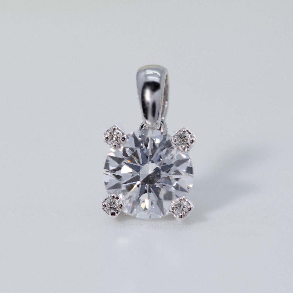 2.1ct diamantes redondos Punto estelar cuatro garras 18 kg colgante de oro