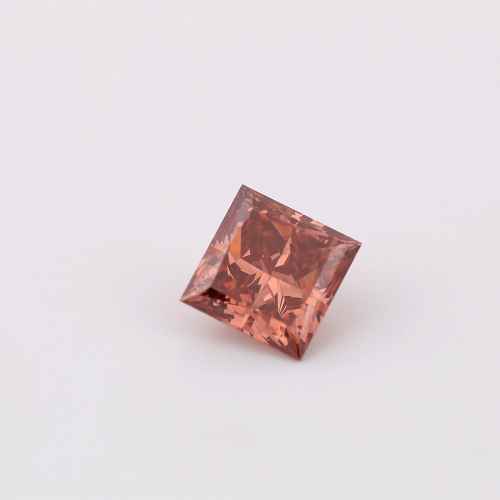 6.51ct Rosa rojo naranja princesa corte CVD diamante