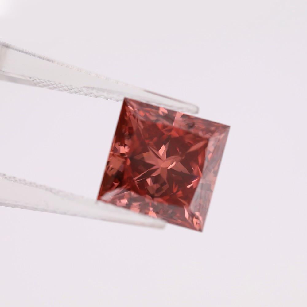 8.55ct Fancy profundo rojizo naranja princesa corte CVD diamante