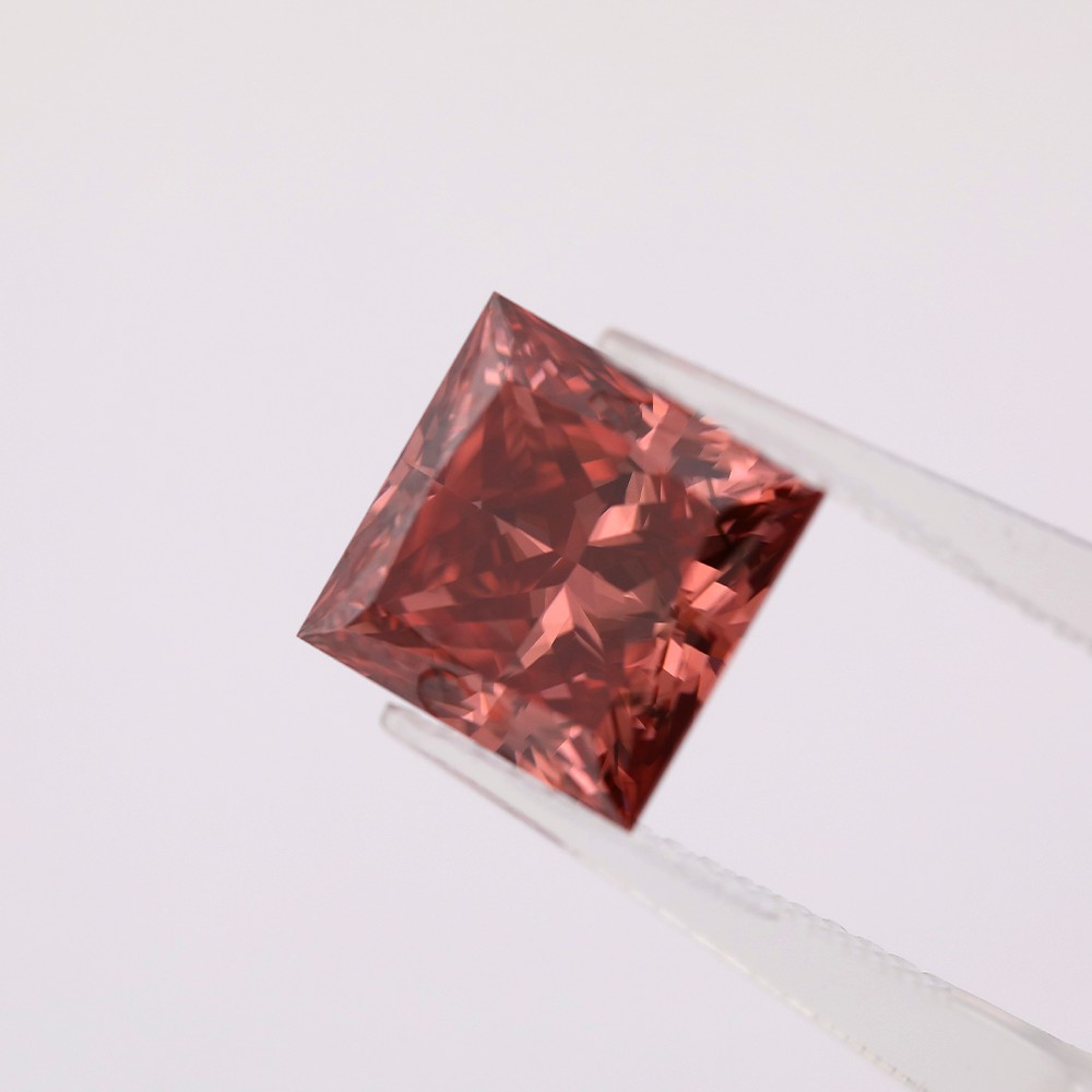 8.55ct Fancy profundo rojizo naranja princesa corte CVD diamante