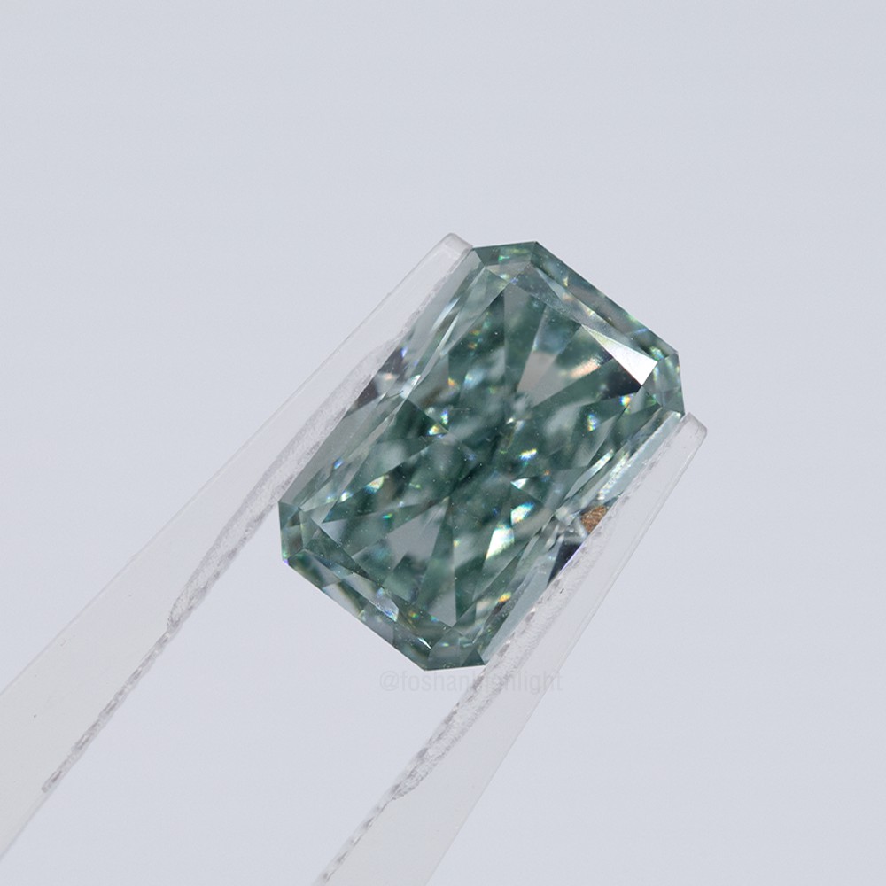 3.23ct Fancy intenso grisáceo verde radiante corte CVD diamante
