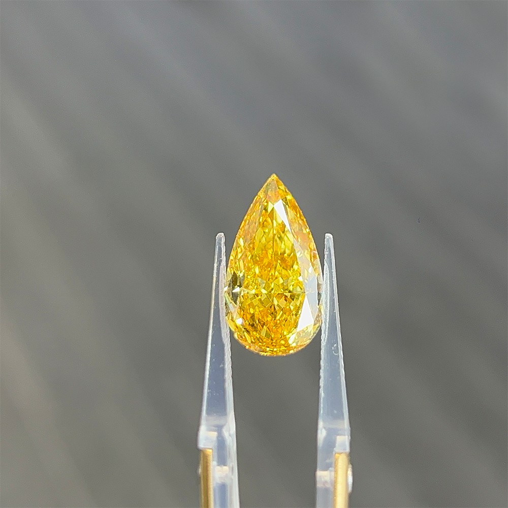 11.26ct gran quilate fantasía amarillo vívido pera forma CVD diamante