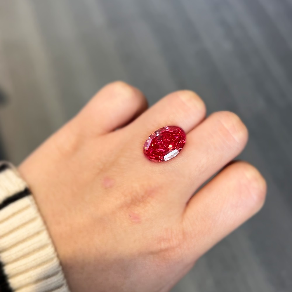 10.02ct diamante CVD oval rojo de gran quilate
