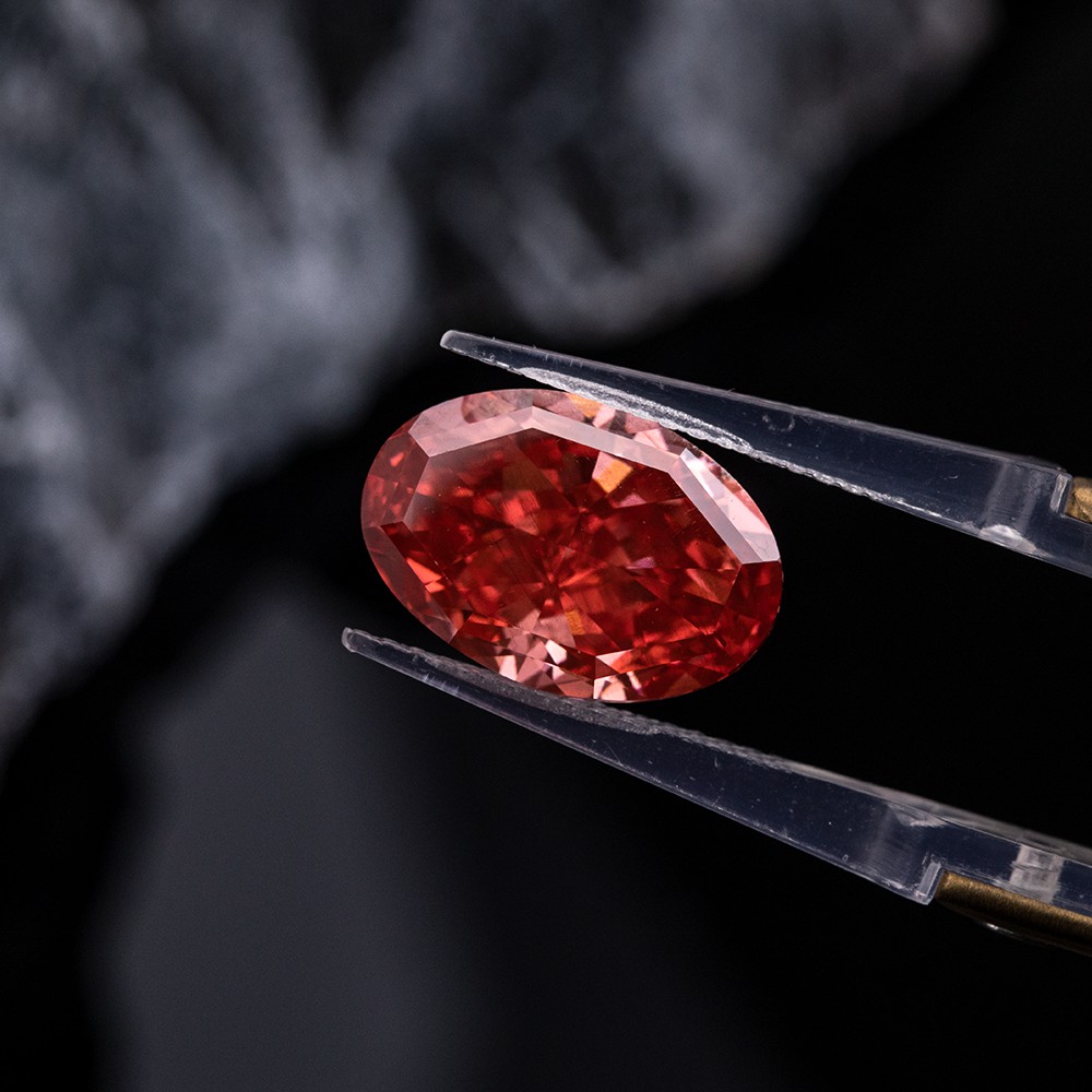 10.02ct diamante CVD oval rojo de gran quilate
