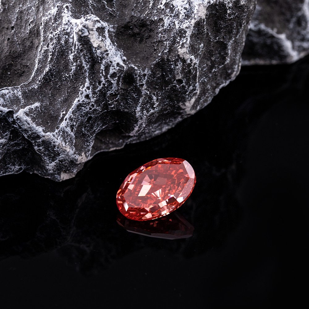 10.02ct diamante CVD oval rojo de gran quilate