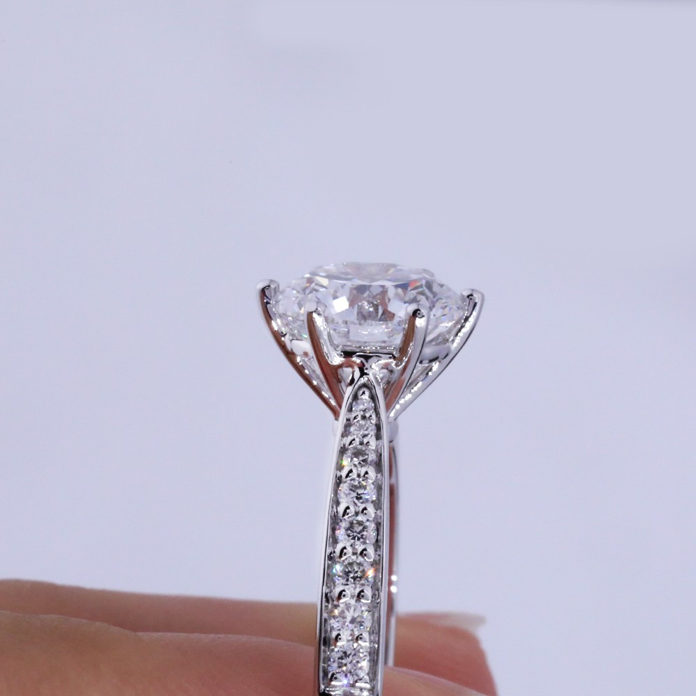 2.0ct Diamante redondo luz estrella seis garra 18K oro anillo de diamante