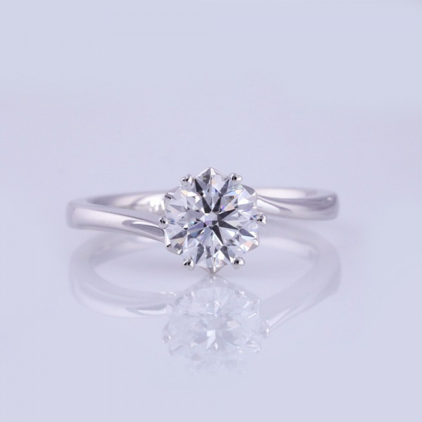 1.0ct redondo diamante torcido brazo seis garra 18K oro anillo de diamante