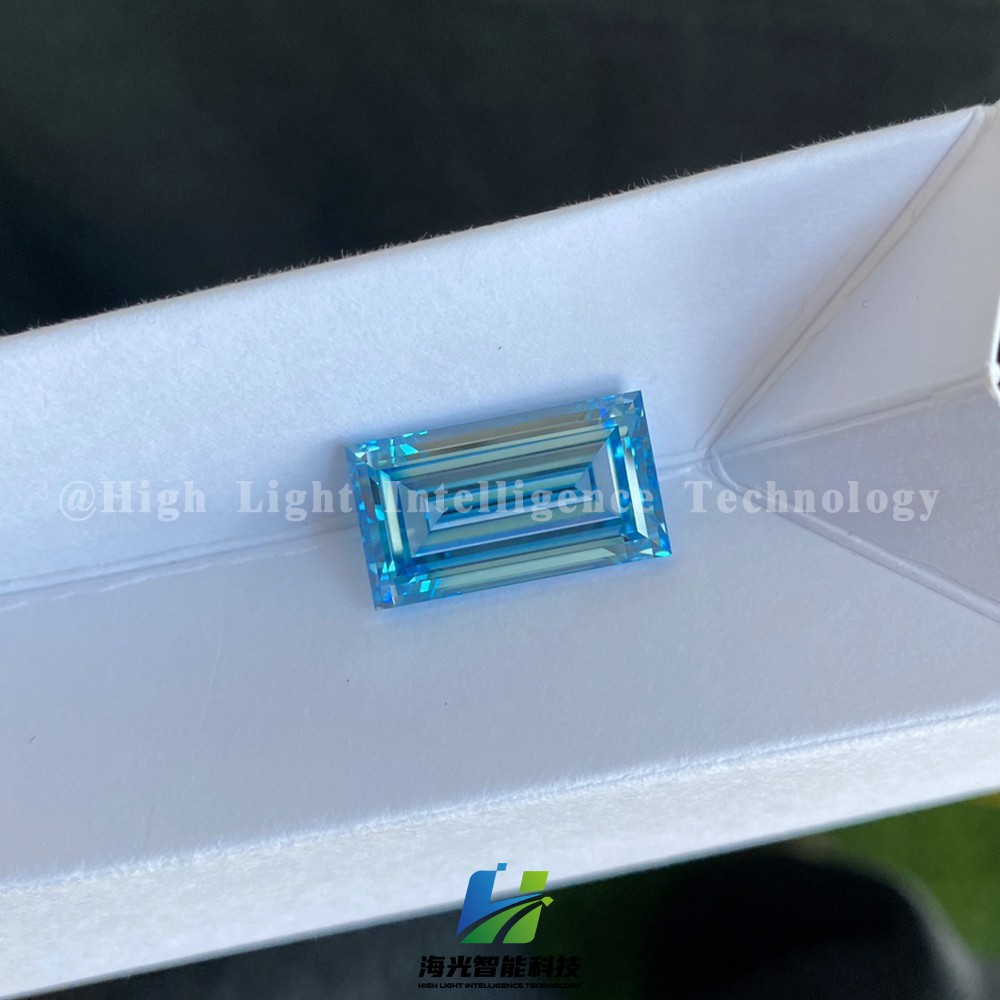 Gran oferta de diamantes cultivados en laboratorio de gran tamaño, color azul elegante, forma baguette.