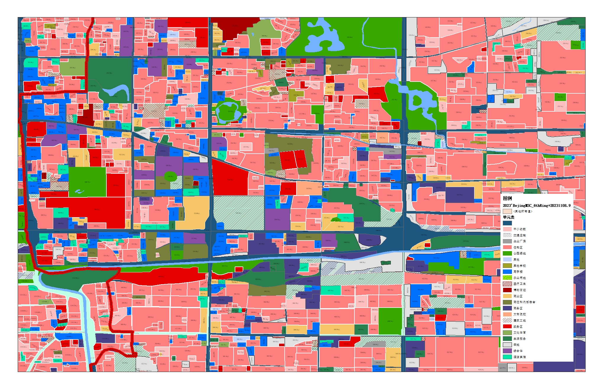 北京小区和城市单元边界参考图层（2023） 六环内及郊区主城区城市单元边界。含住宅区、商业区、写字楼、校区等22类单元，shp格式