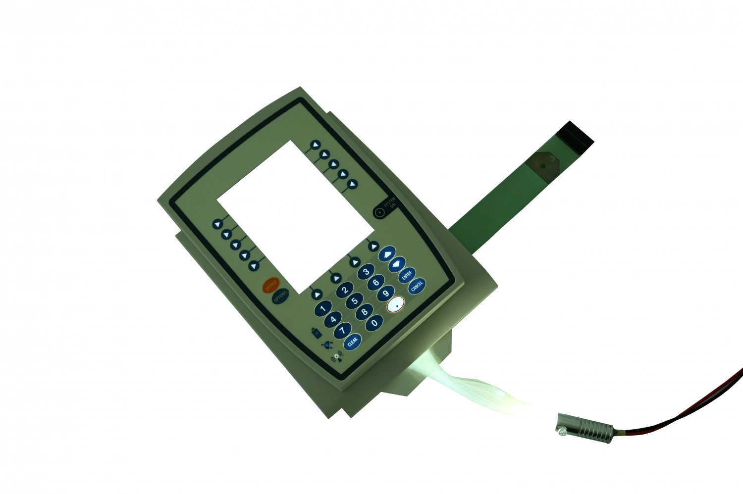 Optical fiber light guide type infusion pump button