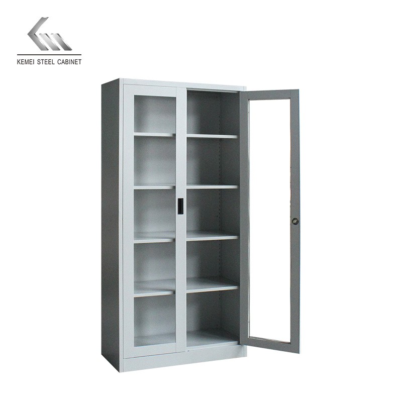 Steel Office Swing Glass Door Cupboard Metal File Storage Cabinet