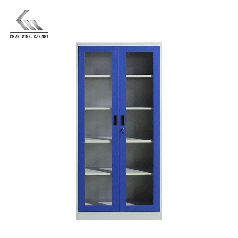 Steel Office Swing Glass Door Cupboard Metal File Storage Cabinet