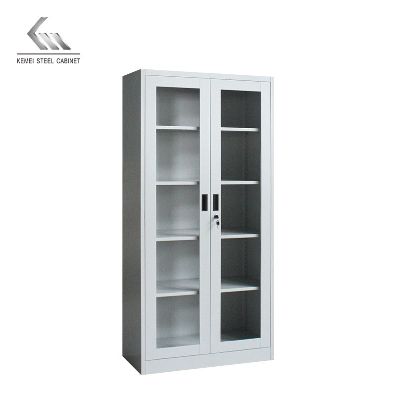 Steel Office Swing Glass Door Cupboard Metal File Storage Cabinet