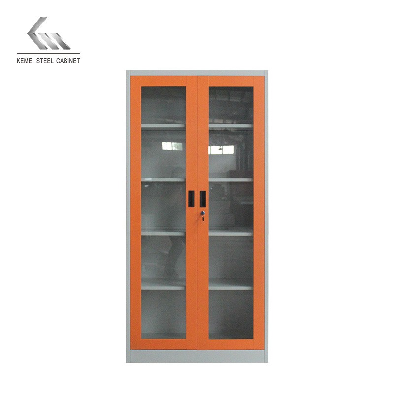 Steel Office Swing Glass Door Cupboard Metal File Storage Cabinet