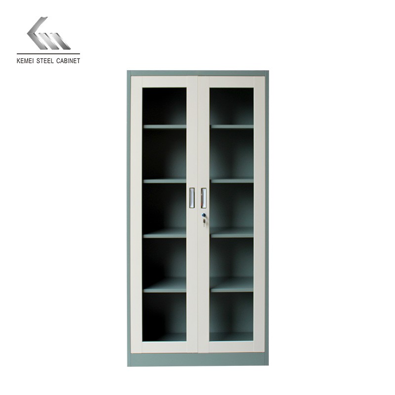 Steel Office Swing Glass Door Cupboard Metal File Storage Cabinet