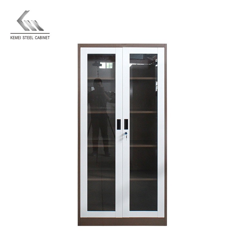 Steel Office Swing Glass Door Cupboard Metal File Storage Cabinet
