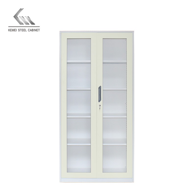Steel Office Swing Glass Door Cupboard Metal File Storage Cabinet