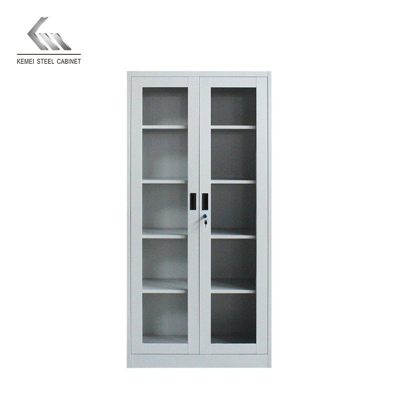 Steel Office Swing Glass Door Cupboard Metal File Storage Cabinet