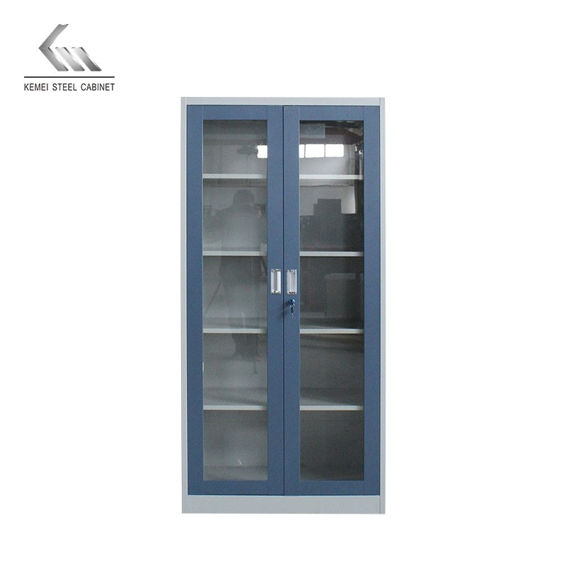 Steel Office Swing Glass Door Cupboard Metal File Storage Cabinet