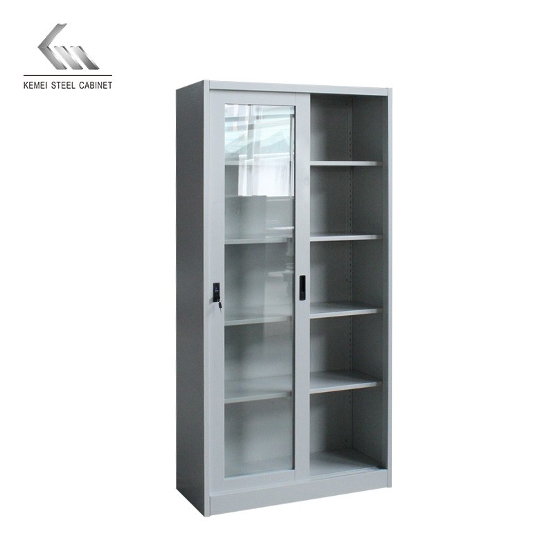 Customized Sliding Glass Door Cabinet 2 Door 5 Layer Metal File Cabinets
