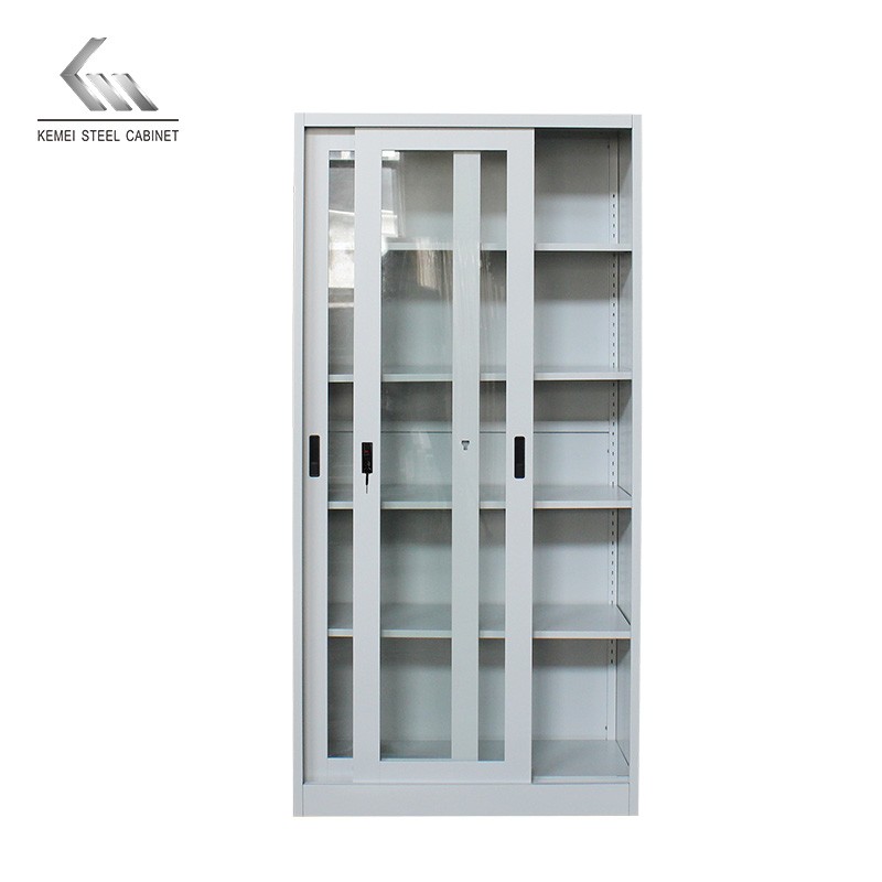 Customized Sliding Glass Door Cabinet 2 Door 5 Layer Metal File Cabinets