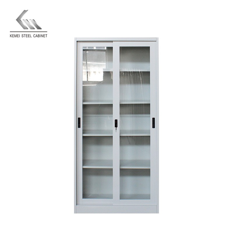 Customized Sliding Glass Door Cabinet 2 Door 5 Layer Metal File Cabinets