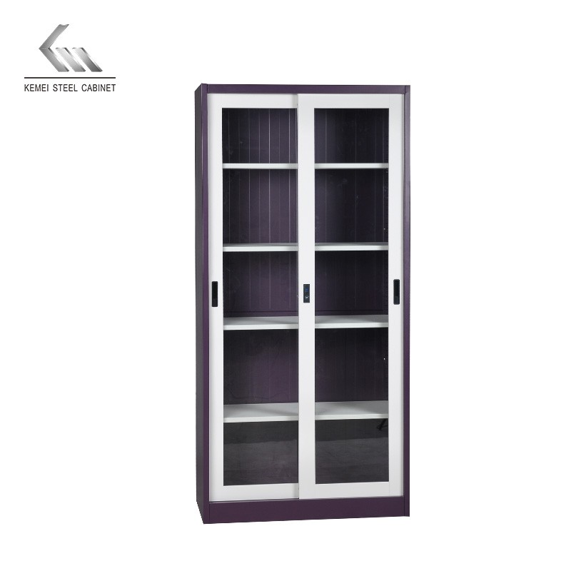 Customized Sliding Glass Door Cabinet 2 Door 5 Layer Metal File Cabinets