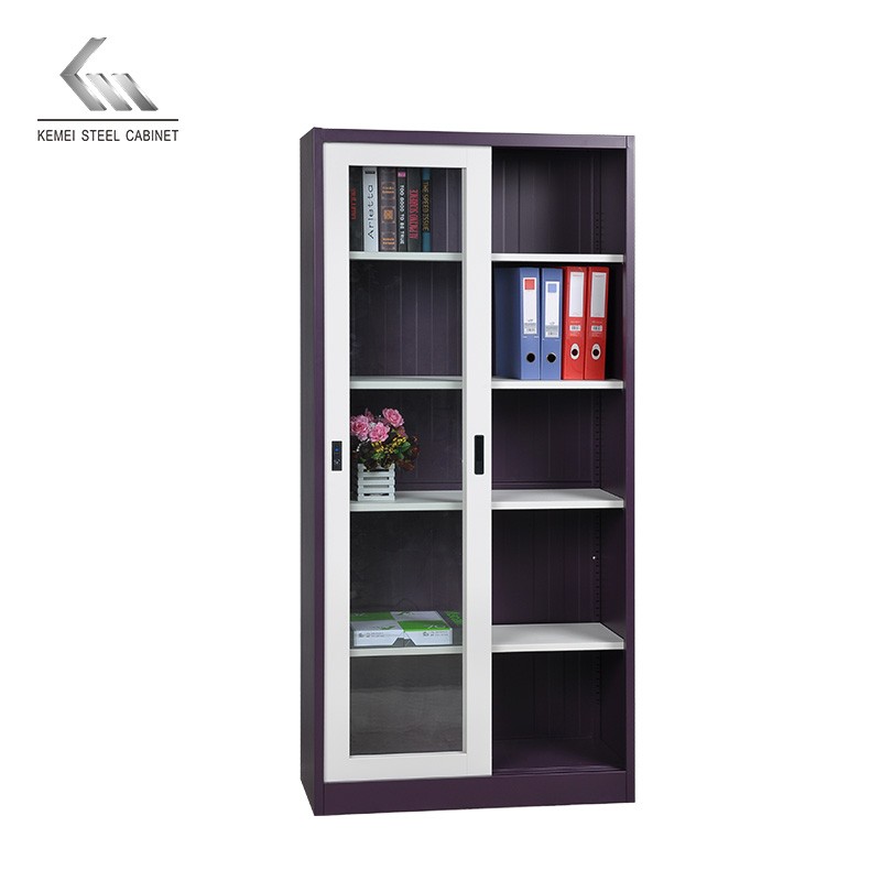 Customized Sliding Glass Door Cabinet 2 Door 5 Layer Metal File Cabinets