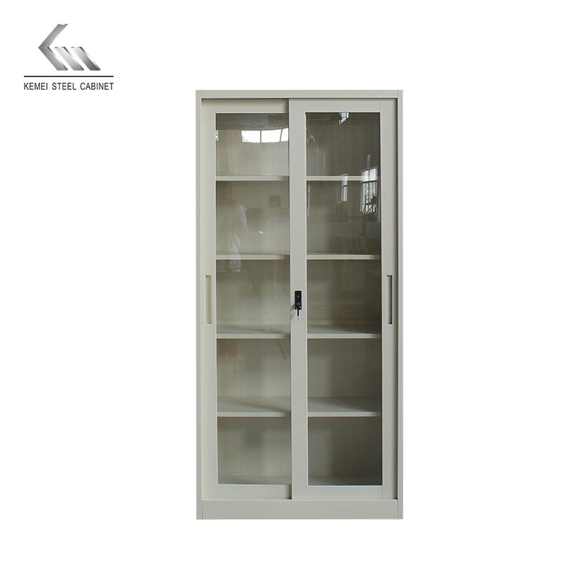 Customized Sliding Glass Door Cabinet 2 Door 5 Layer Metal File Cabinets