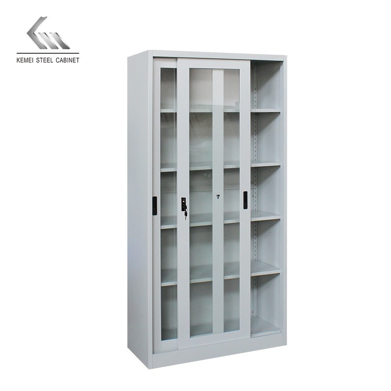 Customized Sliding Glass Door Cabinet 2 Door 5 Layer Metal File Cabinets