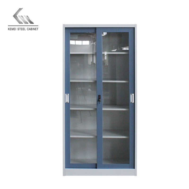 Customized Sliding Glass Door Cabinet 2 Door 5 Layer Metal File Cabinets
