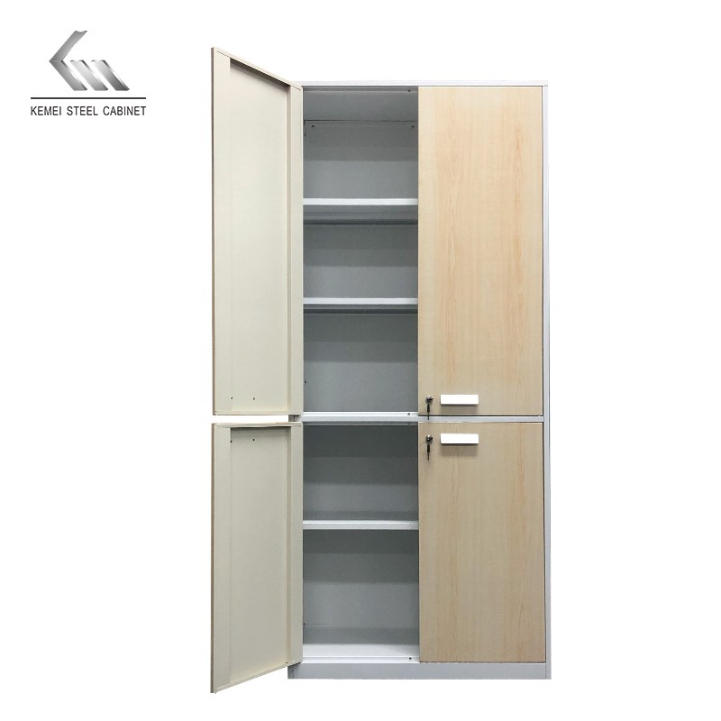 4 Door Storage Cabinet Wooden Color Steel Office Filing Cabinet